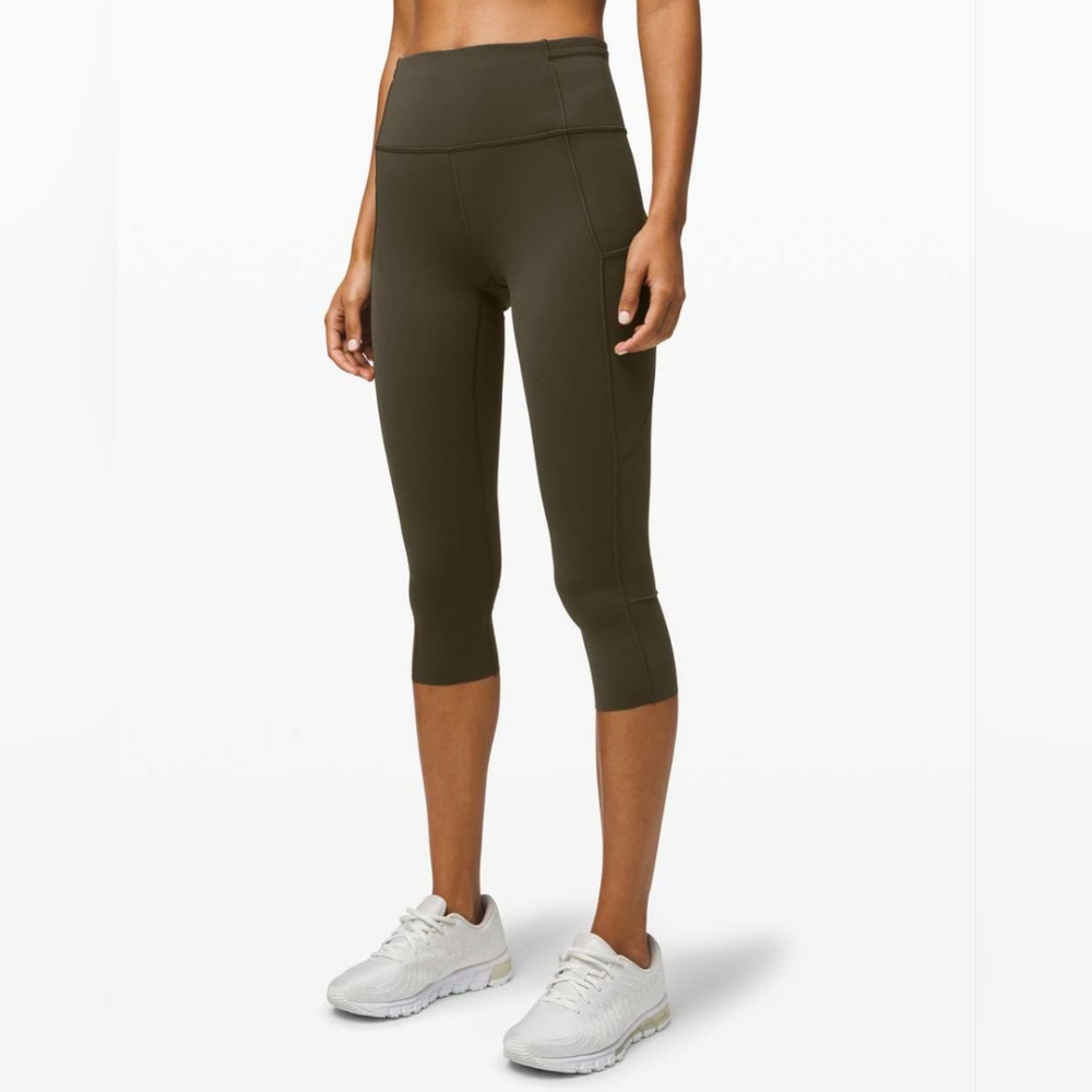 Lululemon Fast and Free Crop II 19" *Non-Reflective Dark Olive